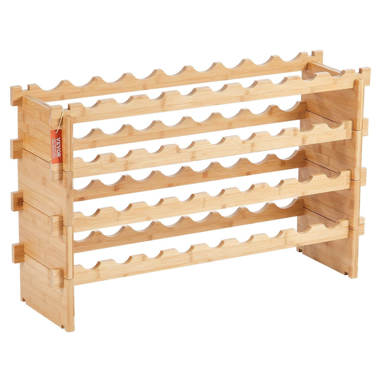 VEVOR 36 Bottle Stackable Modular Wine Rack Bamboo Wood Display Shelf 4 ...