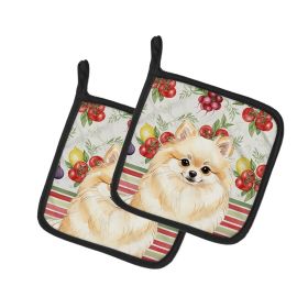 Cream Pomeranian Vegetables Pair of Pot Holders Pair 7.5x7.5 Quilted Insulated Hot Pads Decorative Kitchen Gift Made in USA
